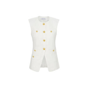 NEW, Veronica Beard Tamara Linen Vest Off-white Size 10 #SJ2083